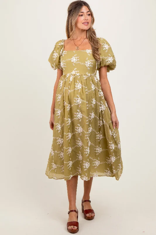 Trendy women’s clothing    Olive Textured Maternity Midi Dress