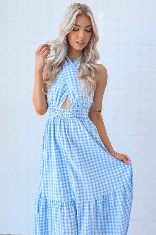 Effortlessly stylish outfits for the modern woman Chelsea Gingham Maxi Dress - Baby Blue or Baby Pink Effortlessly stylish outfits for the modern woman Chelsea Gingham Maxi Dress - Baby Blue or Baby Pink