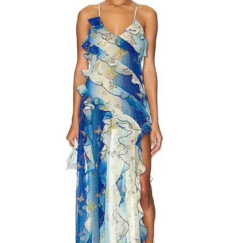 Timeless clothing pieces every woman should own   KittenAlarm - Minnie Spaghetti Strap Layered Ruffle Floral Maxi Dress