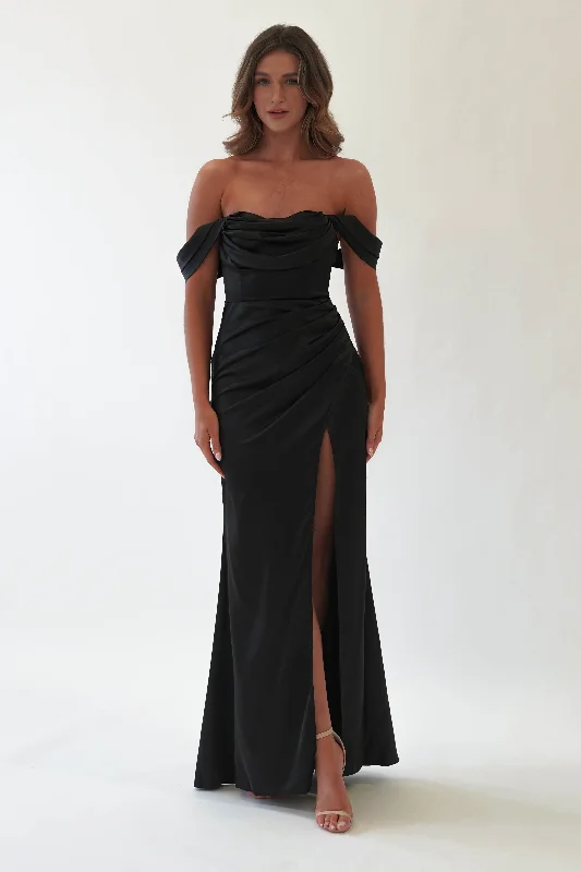 Stylish plus-size clothing for women   Monica Off The Shoulder Gown | Black