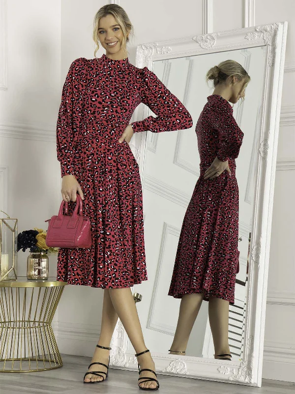 Curated collections of sophisticated women’s wear   Jolie Moi Vesper Long Sleeve Midi Dress, Magenta