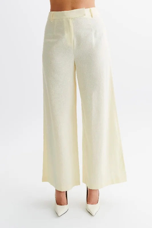 Latest fashion trends for modern women   Franca Linen Wide Leg Pant - Lemon Sherbet