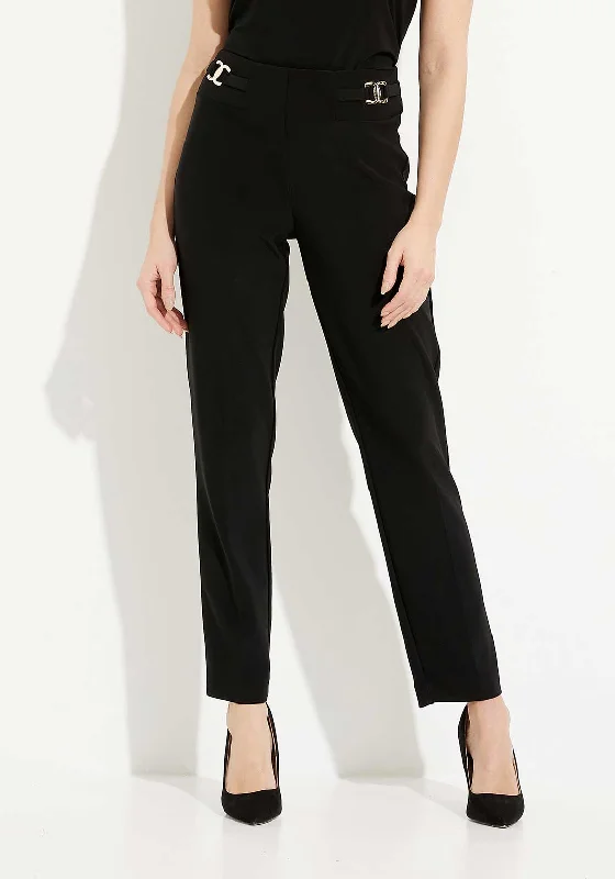 Joseph Ribkoff Buckle Detail Straight Leg Trousers, Black