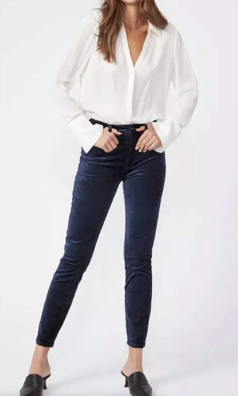 Modern fashion pieces designed for all women Women's Hoxton Ankle Velvet Jeans In Deep Navy Modern fashion pieces designed for all women Women's Hoxton Ankle Velvet Jeans In Deep Navy
