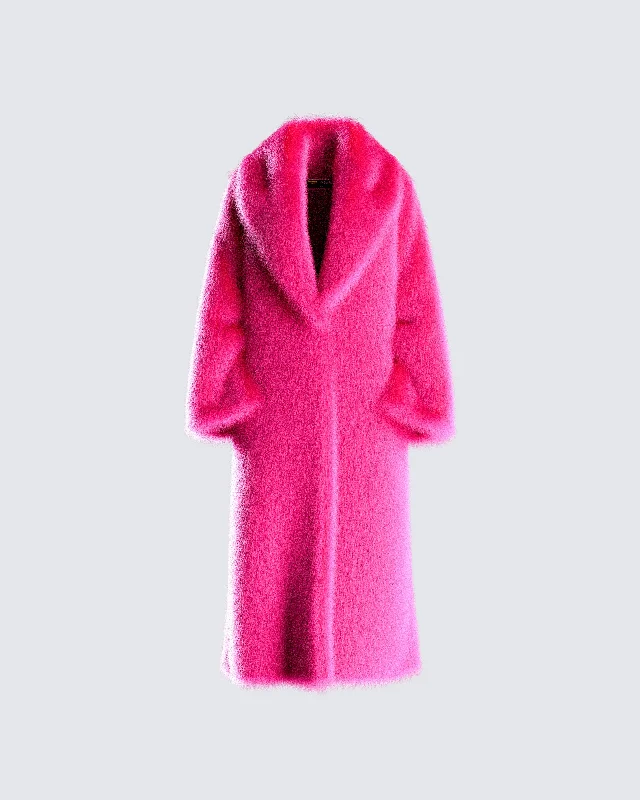 Confidence-boosting clothing for women   Corinne Hot Pink Vegan Fur Coat