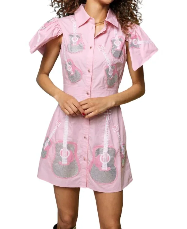 Essential women’s clothing for every season   Guitar Collared Dress In Light Pink