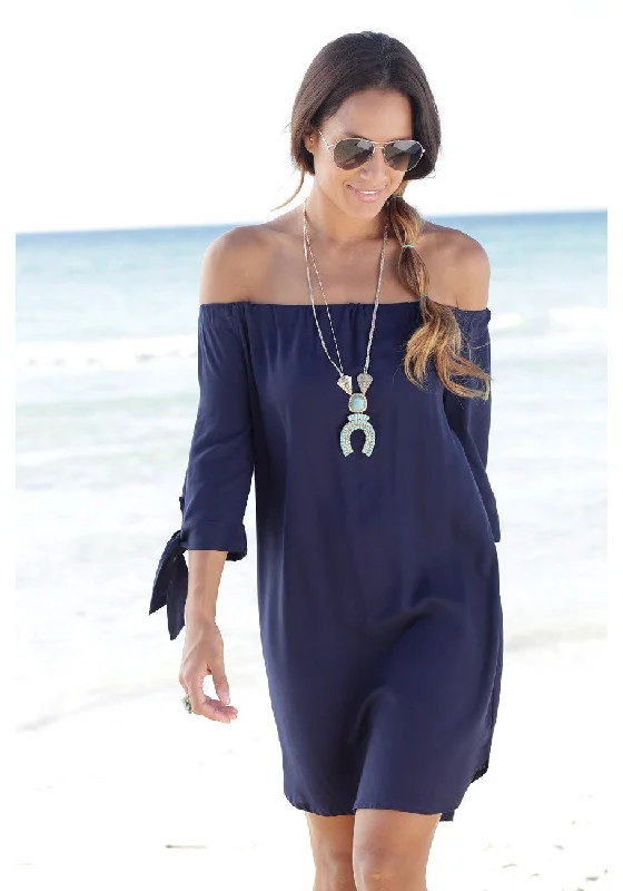 Effortlessly chic outfits for the modern woman   LASCANA Women's Tie Sleeve Carmen Dress