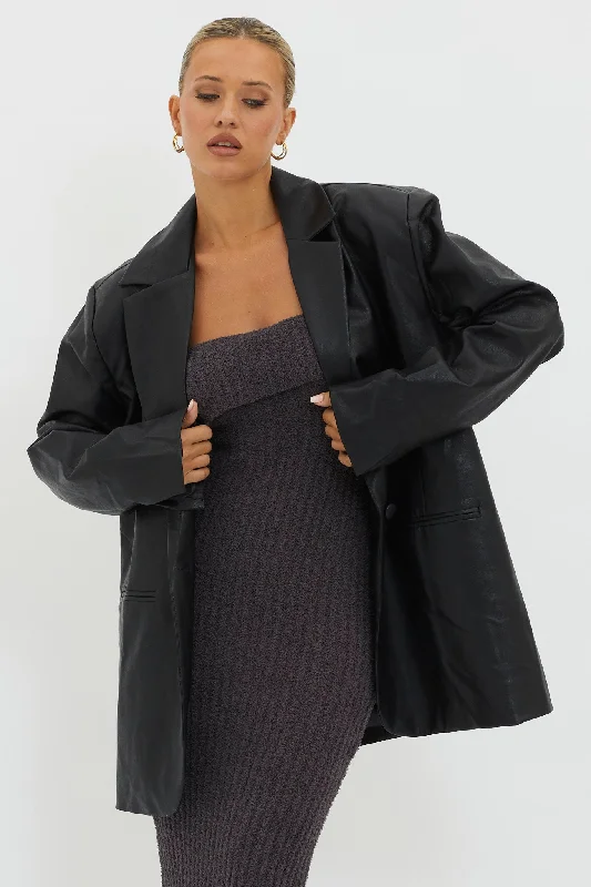 High-fashion styles at affordable prices   Luminate Oversized Coat Jacket Black