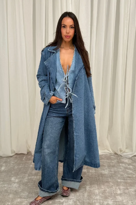 Everyday essentials for a stylish wardrobe   Lynne Denim Trench Coat In Mid Wash
