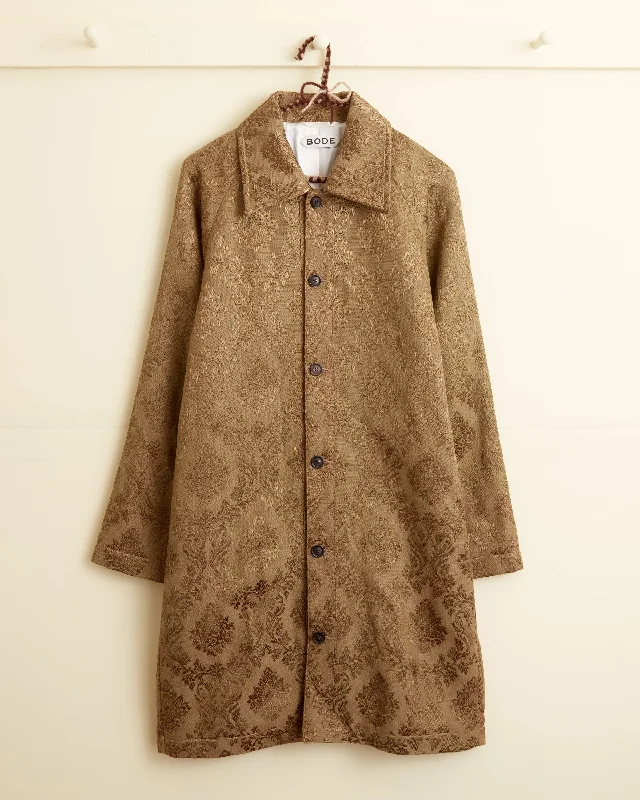 Chic, modern looks for the stylish woman   Olive Brocade Coat - XXS