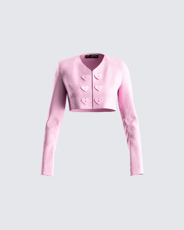 Bold and sophisticated looks for every woman   Teresa Pink Heart Button Jacket