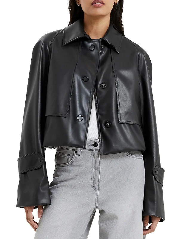 Refresh your wardrobe with high-quality women’s fashion   Corlenda Womens Faux leather Short Shirt Jacket