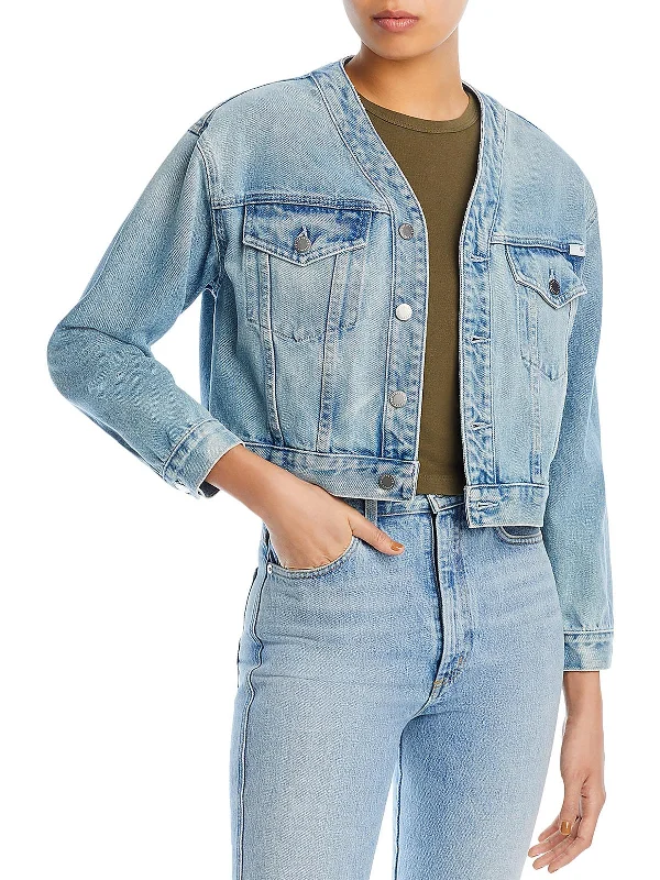 Discover the latest trends in women’s fashion Womens Collarless Cropped Denim Jacket Discover the latest trends in women’s fashion Womens Collarless Cropped Denim Jacket