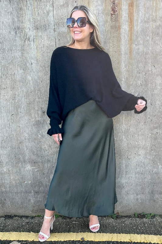 Laura Satin Skirt | Khaki