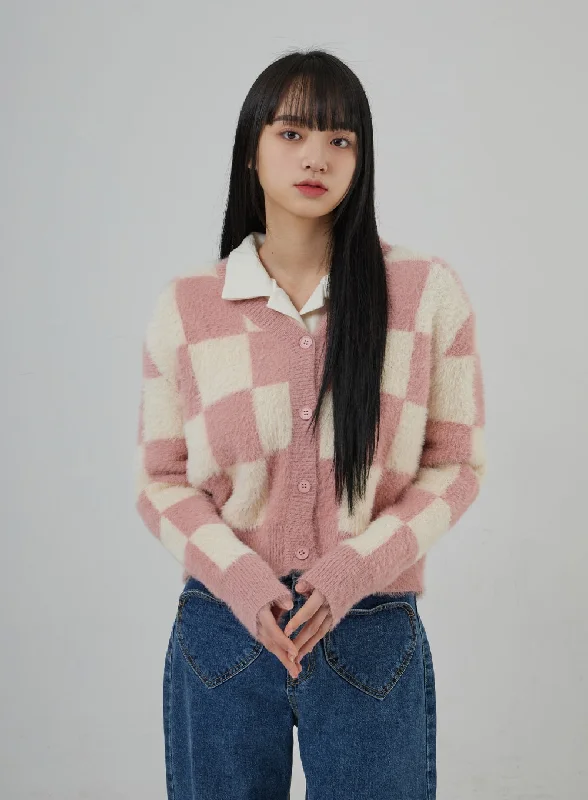 Casual outfits that elevate your style   Check Pattern Soft Cardigan BJ302