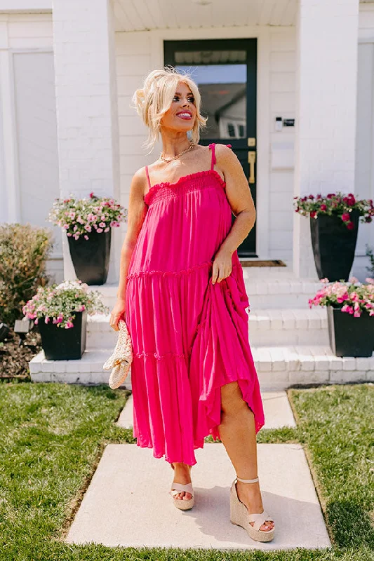 Poolside Dip Midi In Hot Pink Curves