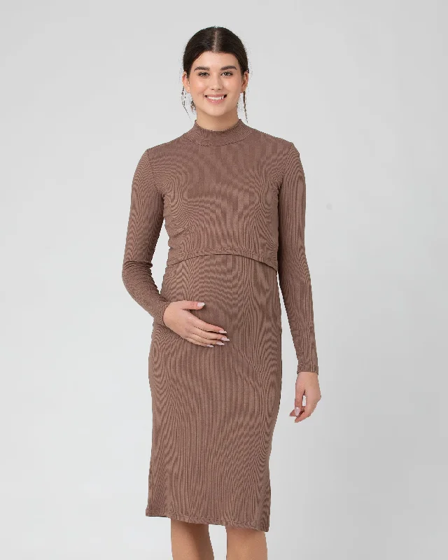 High-quality women’s wear for everyday elegance   Ruby Rib Nursing Dress  Mocha
