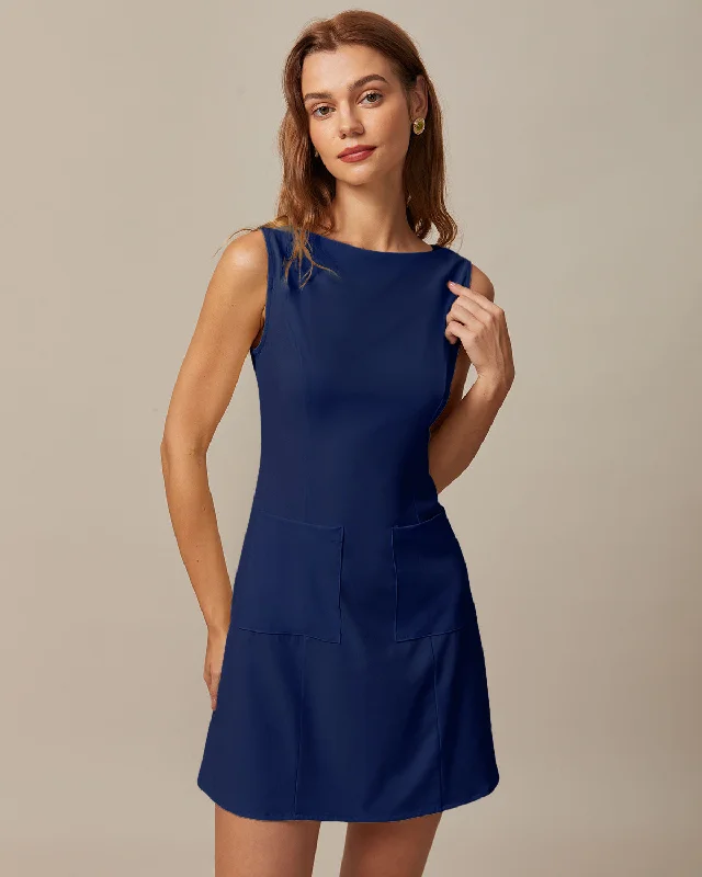 The ultimate guide to stylish women’s fashion   The Navy Boat Neck Cutout Mini Dress