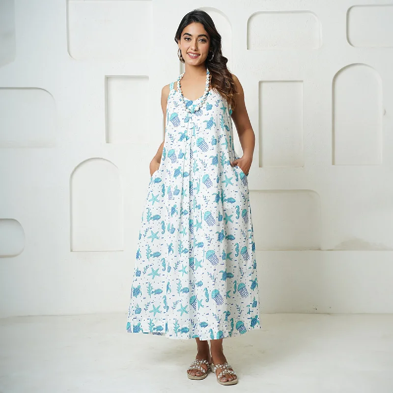 Casual yet chic women’s outfits for work or play   Cotton Dress For Women | Handblock Print | Sleevesless | Blue